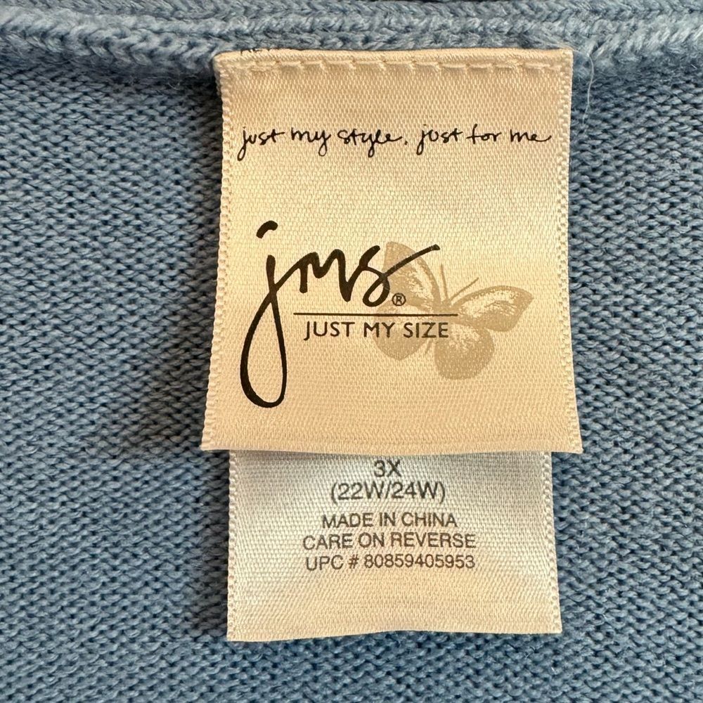 Blue 3x Just My Size V-Neck Long Sleeve Knit Sweater — image 4 of 5